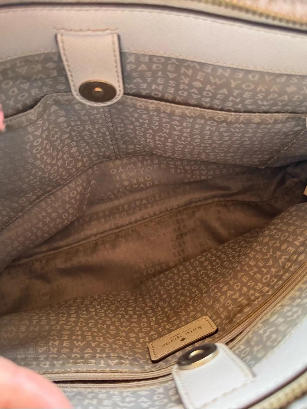 Kate Spade New York Saffiano Leather Structured Satchel Light Gray Gold Hardware